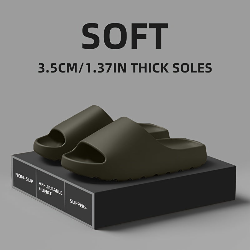 Outdoor Home Casual Flat Non-Slip EVA Solid Color Slippers for Men and Women, Simple Casual Sport Style, Slip-On Sandals - Lightweight EVA Shock-Absorbing Sole, Non-Slip Beach Slippers, All-Season, Hand Washable, Men's Slippers, Men's Indoor Slippers