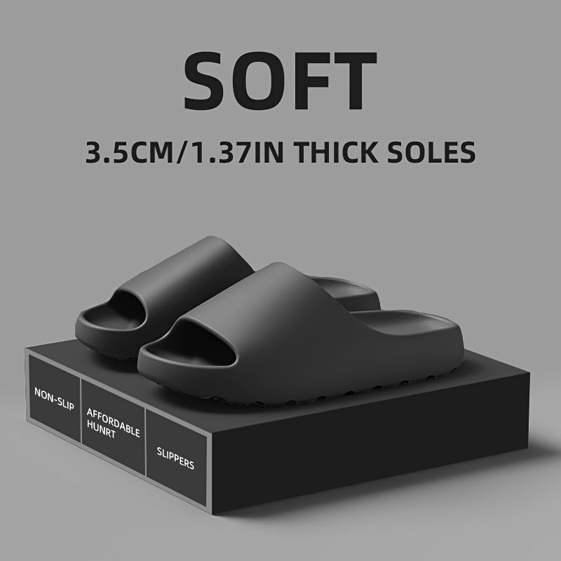 Outdoor Home Casual Flat Non-Slip EVA Solid Color Slippers for Men and Women, Simple Casual Sport Style, Slip-On Sandals - Lightweight EVA Shock-Absorbing Sole, Non-Slip Beach Slippers, All-Season, Hand Washable, Men's Slippers, Men's Indoor Slippers