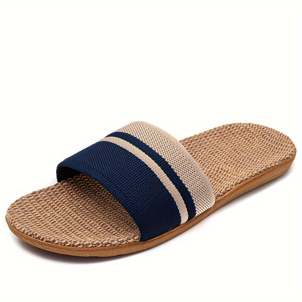 Striped Pattern Slides, Casual Open Toe Flat Summer Shoes, Comfortable Indoor Home Slides, Women Shoes
